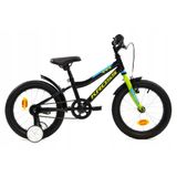 Bicicleta Copii cu Roti Ajutatoare Kross Racer 3.0, 16, Negru-Lime-Albastru