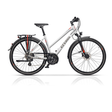 Bicicleta Trekking Cross Amber, Dama, Alb-Gri-Rosu