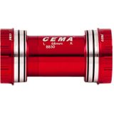 Butuc pedalier CEMA BB30 pentru Shimano W: 68/73 x ID: 42 mm Stainless Steel - Red, Interlock