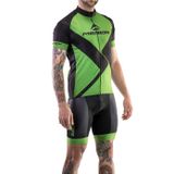 Tricou Tehnic Ciclism Merida Rhombe Design Scurt Verde-Negru