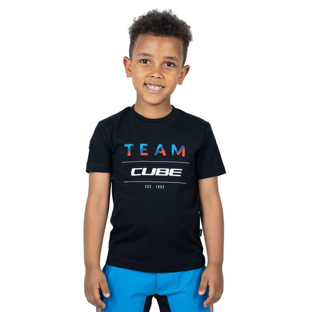 Tricou Ciclism Casual Cube Organic Team, Junior, Negru XXL