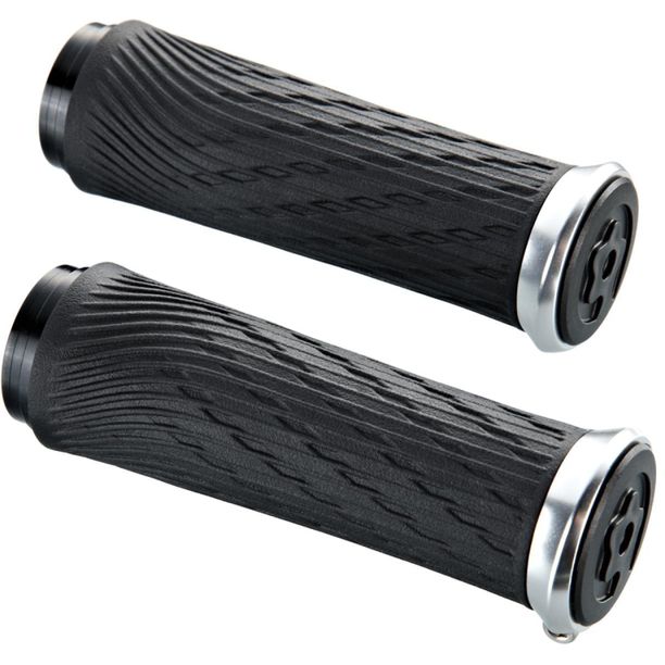 Mansoane Bicicleta Sram Grip Shift, integrat, 85mm, clema argintie si dop de capat