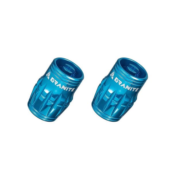 Set Capac Valva-Ventil (2 buc) Granite Design Juicy Nipples (GVC24-10) alu CNC pt valva AV (schrader) functii suplimentare - extragere ventil-dezumflare albastru, AM