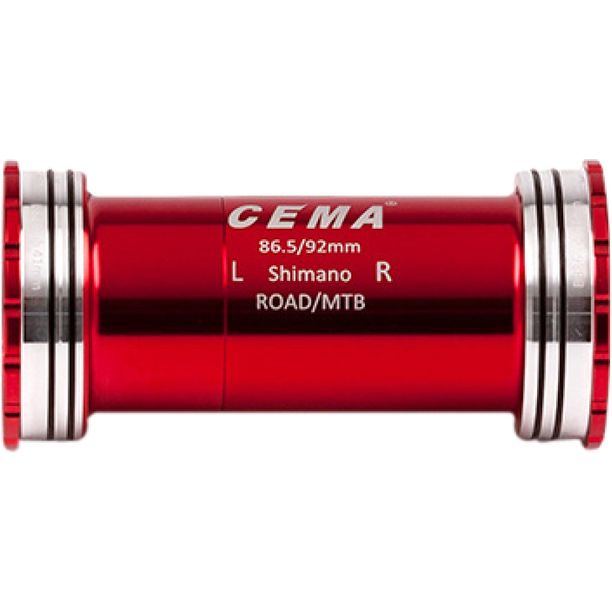 Butuc pedalier CEMA BB86-BB92 pentru Shimano W: 86,5/92 x ID: 41 mm Ceramic - Red, Interlock