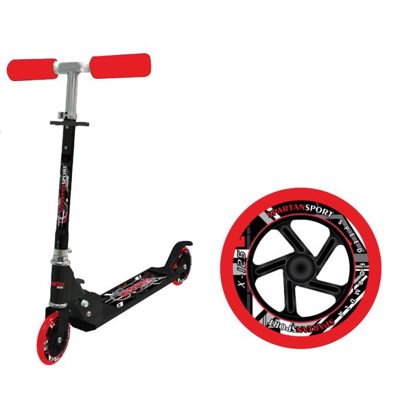Trotineta Spartan Scooter X-125 mm, negru-rosu
