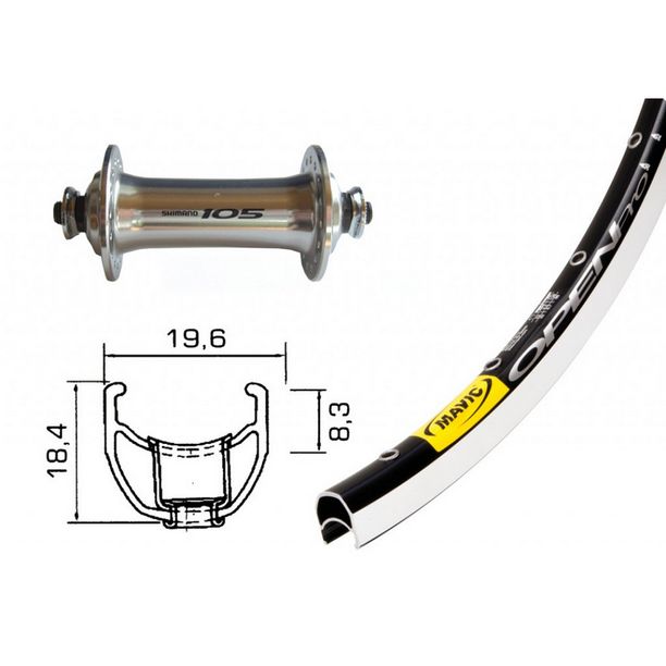 Roata Bicicleta Fata F-Wheel 700C 105 silver QR 32 L. Mavic Open Pro, Niro-SpokesDD