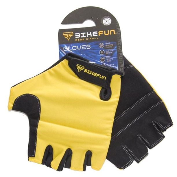 Manusi Bicicleta Scurte BikeFun Basic, galben-negru