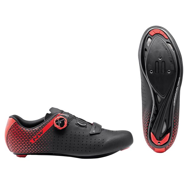 Pantofi Ciclism Northwave Road Core Plus 2, negru-rosu