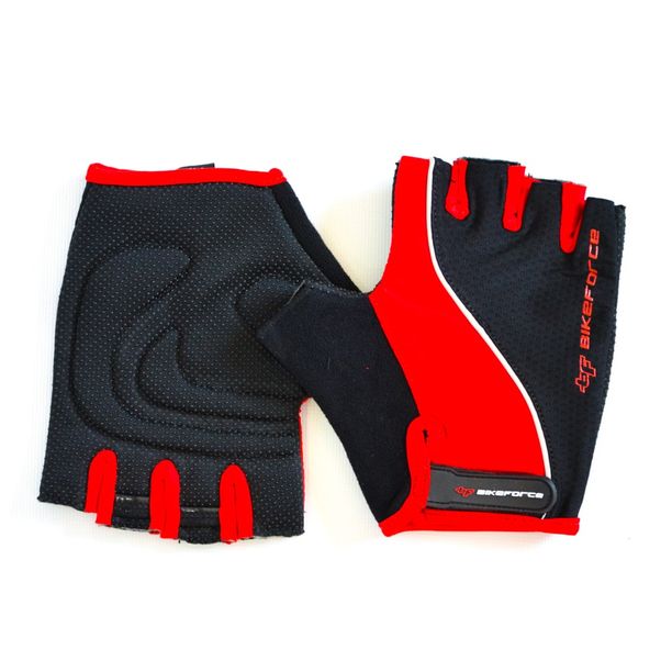 Manusi Bicicleta Scurte Bikeforce Slipy, rosu-negru