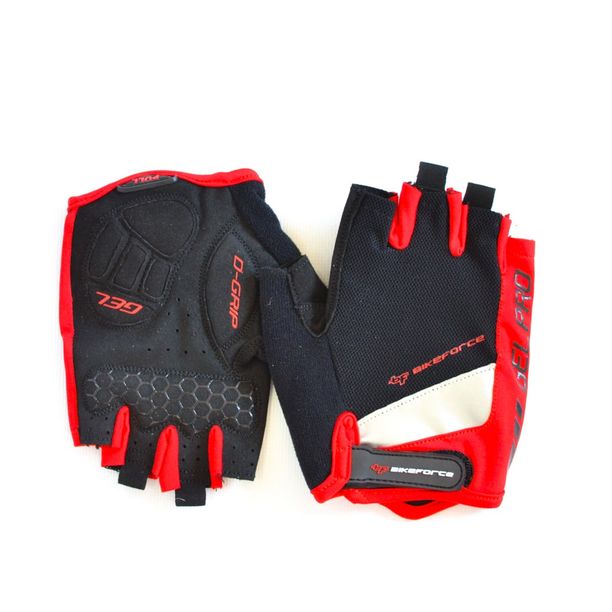 Manusi Bicicleta Scurte Bikeforce Luminite, rosu-negru