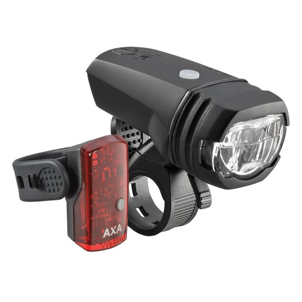 Set Lumini Fata/Spate AXA Far+Stop Greenline 15 Lux 1 LED USB