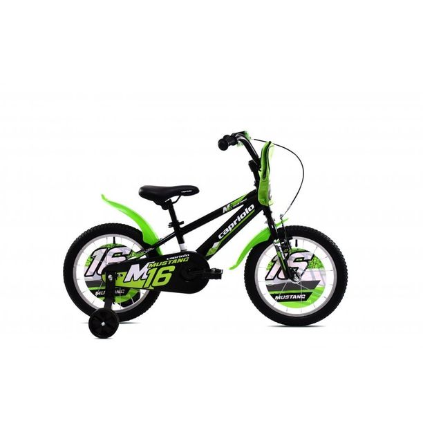 Bicicleta Copii cu Roti Ajutatoare Capriolo Mustang 16 Negru-Lime
