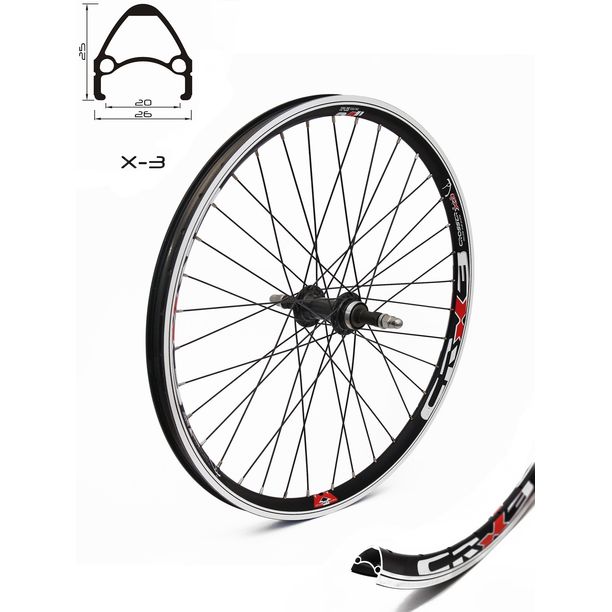 Roata Bicicleta Crosser X3 36H 24", Fata, piulita, negru