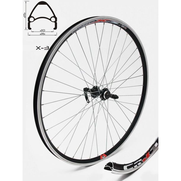 Roata Bicicleta Crosser X3 36H 28 Spate QR Negru