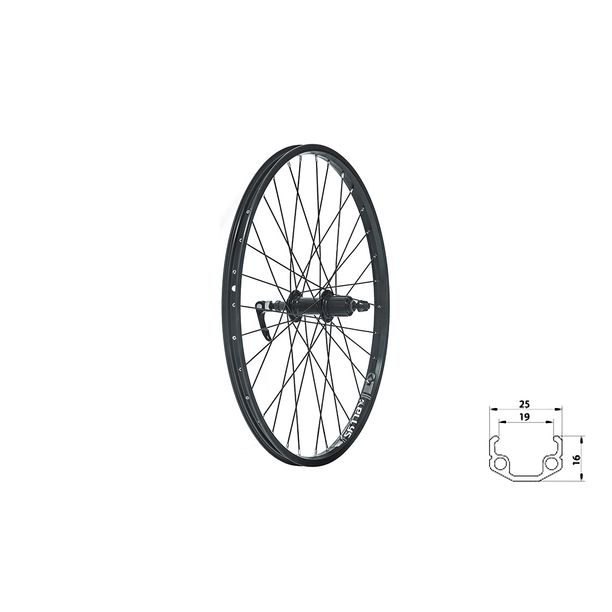 Roata Bicicleta Spate KLS Wasper Cassette V-brake R 24 Negru