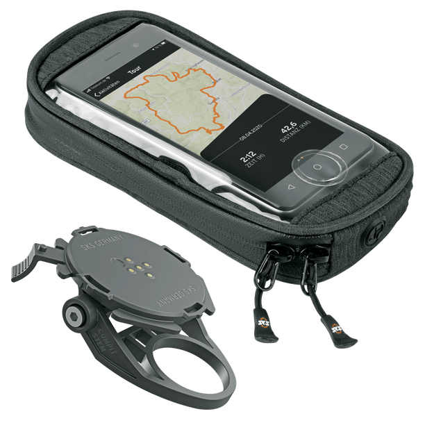 Suport Telefon Bicicleta SKS Compit cu prindere pe pipa + Gentuta telefon SKS SmartBag