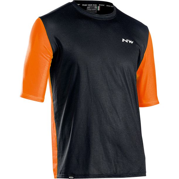 Tricou Ciclism Tehnic Northwave XTRAIL S/S, negru-portocaliu