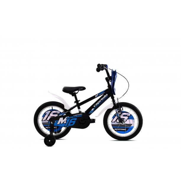 Bicicleta Copii cu Roti Ajutatoare Capriolo Mustang 16 negru albastru