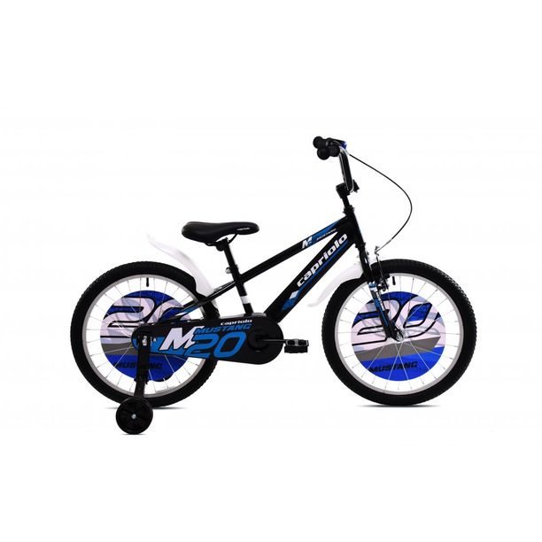 Bicicleta Copii cu Roti Ajutatoare Capriolo Mustang 20 negru albastru