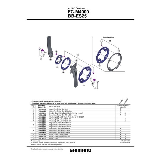 Foaie Angrenaj Shimano FC-M4000 22T