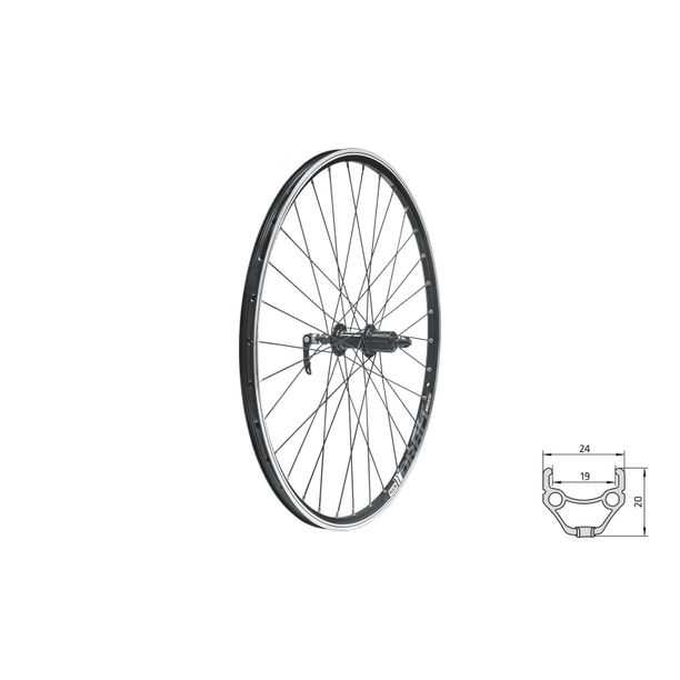 Wheel rear KLS DRAFT V-brake R, 26", black