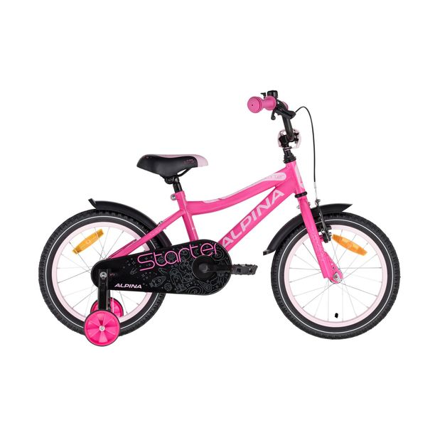 Bicicleta Copii cu Roti Ajutatoare Alpina Starter 16 Roz