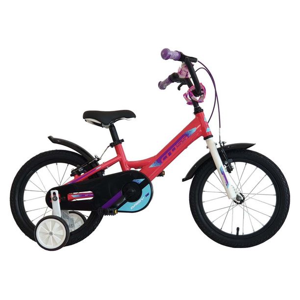 Bicicleta Copii cu Roti Ajutatoare CROSS Daisy 16" alb-roz