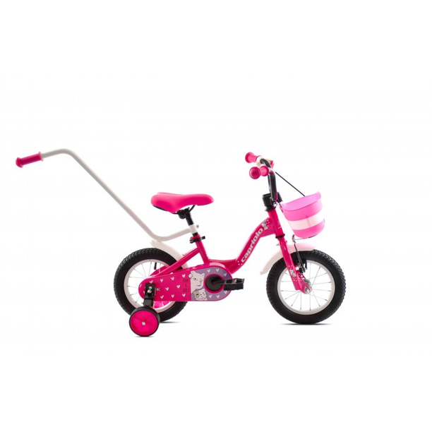 Bicicleta Copii cu Roti Ajutatoare Capriolo Viola 12 Roz-Alb