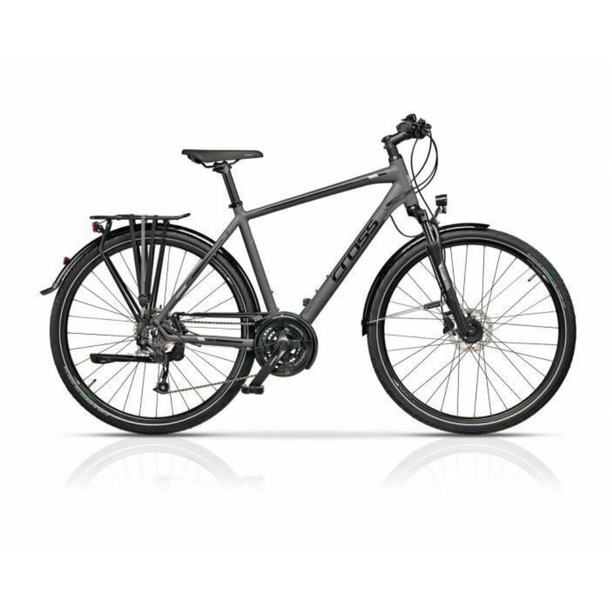 Bicicleta Trekking Cross Travel Man, Gri-Negru