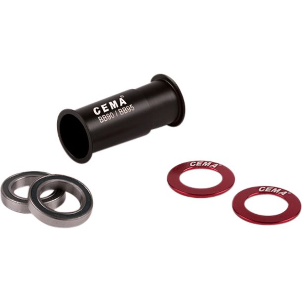 Butuc pedalier CEMA BB90-BB95 pentru Shimano W: 90,5/95 x ID: 37 mm Chrome Steel - schwarz/rot