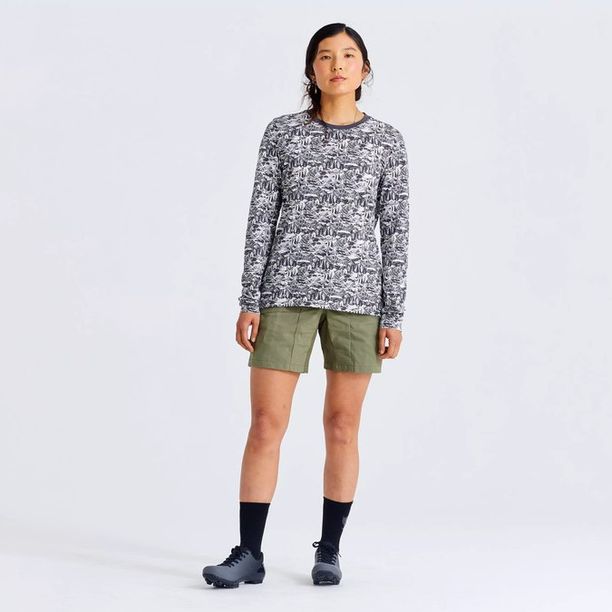 Bluza Ciclism Specialized/FJALLRAVEN Women's Cotton Caliswe LS Basalt/Eggshell Gri-Alb