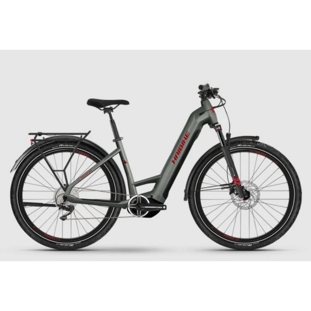 Bicicleta Electrica Haibike Trekking 5 Low i720Wh, Gri-Rosu