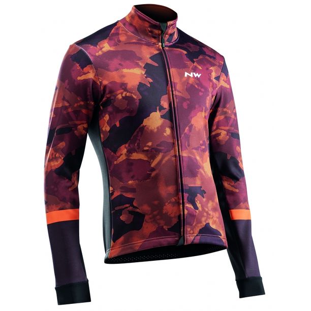 Jacheta Ciclism Northwave, Total Protection, camo orange-negru