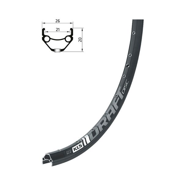 Janta Bicicleta KLS Draft DCS, 32H, 1Nit, AV, 26, negru