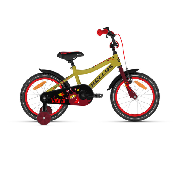 Bicicleta Copii cu Roti Ajutatoare Kellys Wasper 16 Galben-Rosu