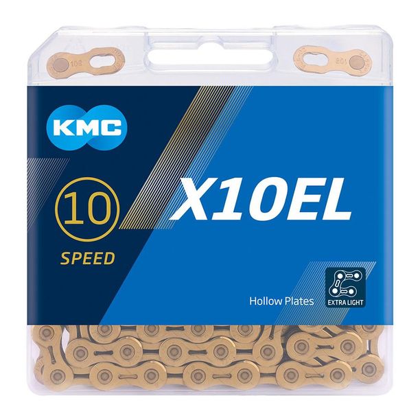 Lant Bicicleta KMC X10 EL Extra-Light, 10 Vit, 1/2 x11/128, 116 zale, auriu