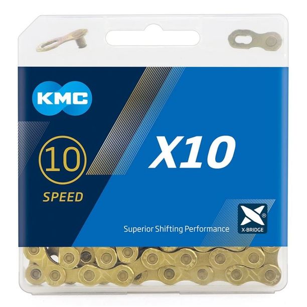 Lant Bicicleta KMC X10 Gold, pt10Vit, 114 zale, auriu