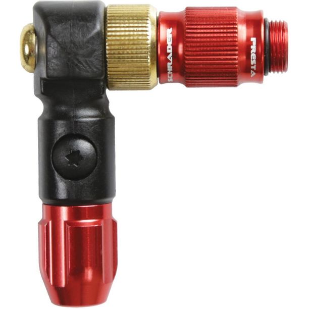 Cap de pompa Lezyne ABS-1 Pro Chuck cu Presta și Shrader pentru furtun de înaltă presiune roșu