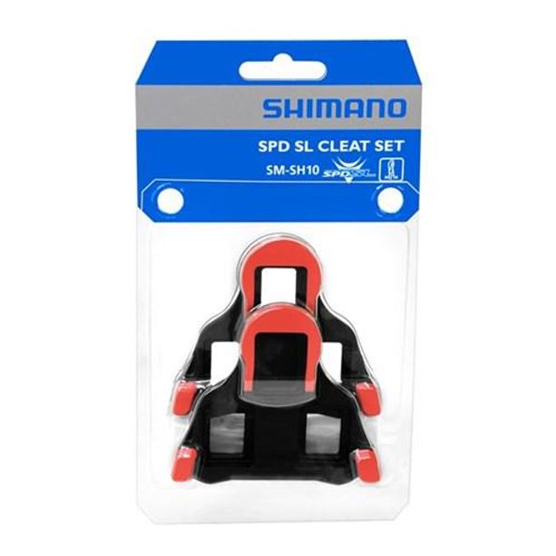 Placute Pedale bicicleta Shimano SM-SH10, Fix Mode, negru-rosu