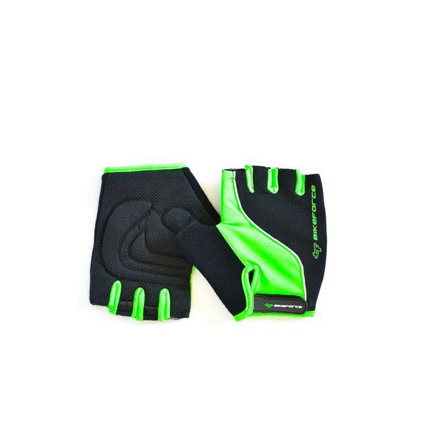 Manusi Bicicleta Scurte Bikeforce Slipy, verde-negru