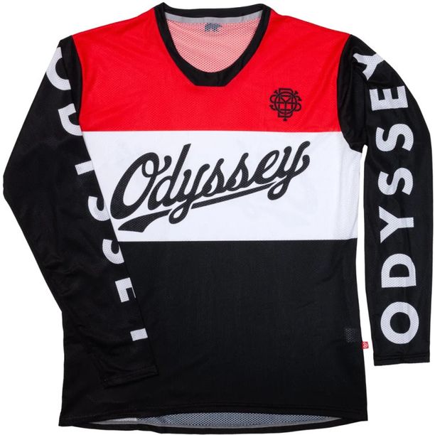 Bluza Ciclism Odyssey Race-Jersey Langarm negru-alb-rosu