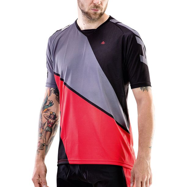 Tricou Ciclism Merida Freeride Triangle Scurt Rosu-Negru