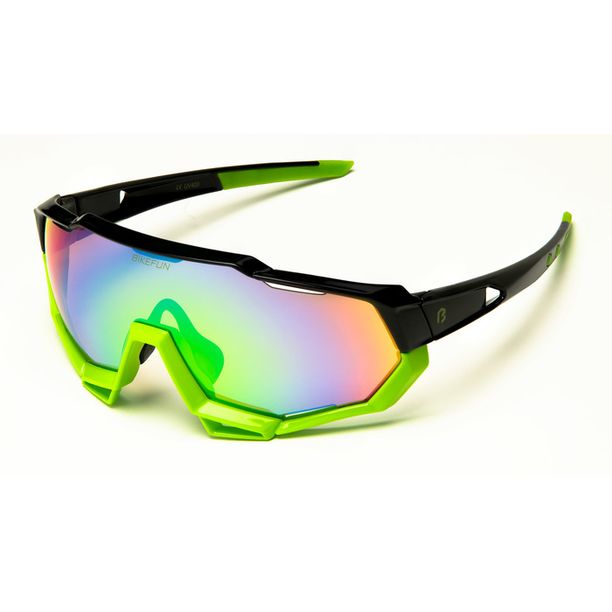 Ochelari Ciclism Bikefun Stealth, rama verde-negru, lentile verzi