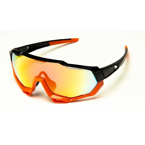 Ochelari Ciclism Bikefun Stealth, rama portocaliu-negru, lentile rosii