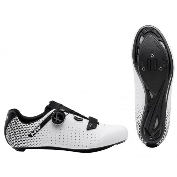 Pantofi Ciclism Northwave Road Core Plus 2, alb-negru
