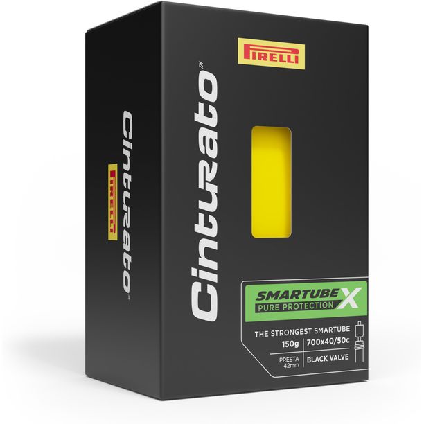 Camera bicicleta Pirelli Cinturato SmarTUBE X 28/40-622, Presta 60mm Galben cu valva neagra