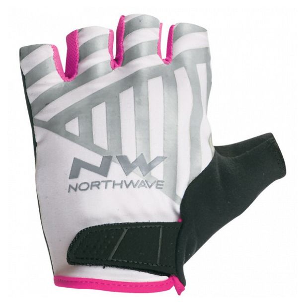 Manusi Bicicleta Scurte Northwave Flag, alb-roz