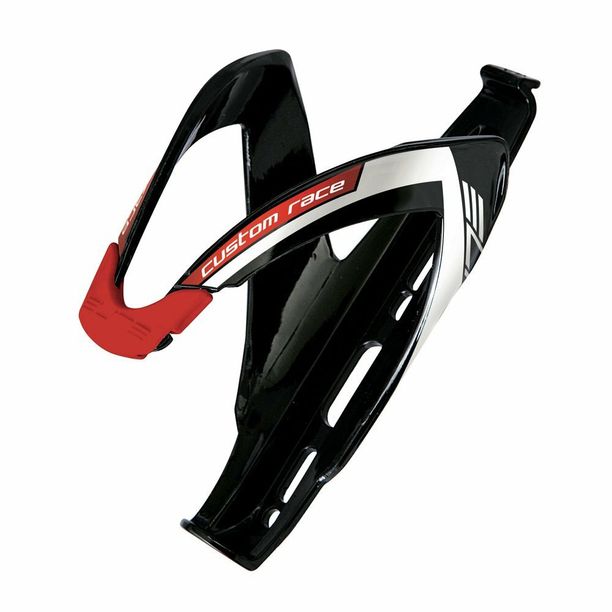 Suport Bidon Bicicleta Elite CUSTOM RACE, glossy, negru-alb-rosu