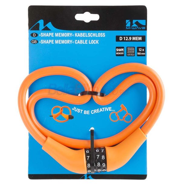 Antifurt Bicicleta Cifru M-Wave D 12.9 MEM / 12x900 mm, portocaliu