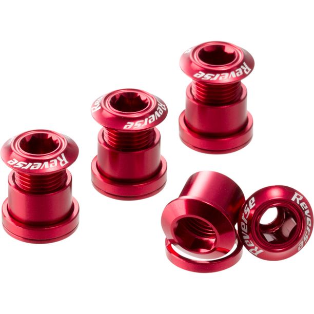 Suruburi angrenaj Reverse Chainring Bolt Set 4buc Rosu
